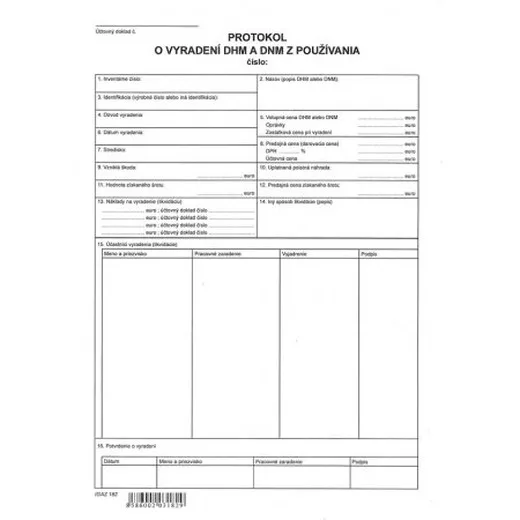 Protokol o vyradení DHM a DNM A4 list