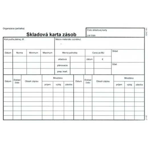 Skladová karta A5 - typ A