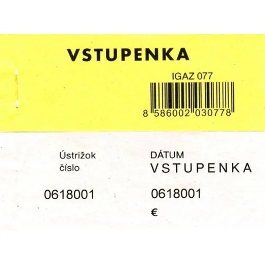 Vstupenka dvojdielna číslovaná 100 listov