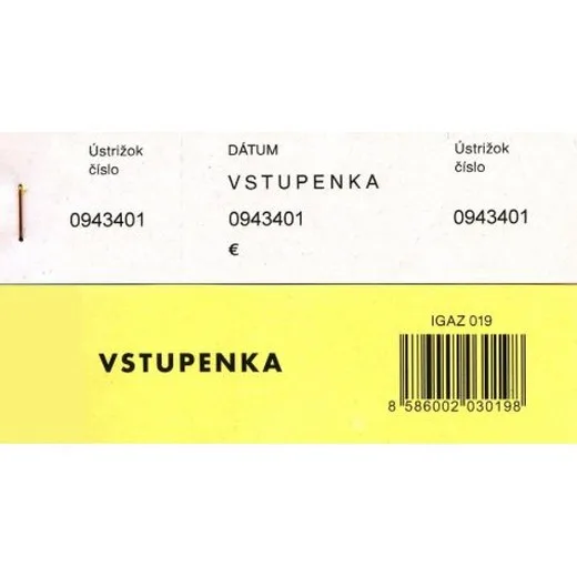 Vstupenka trojdielna číslovaná 100 listov