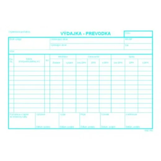 Výdajka - prevodka s DPH A5 -100 listov