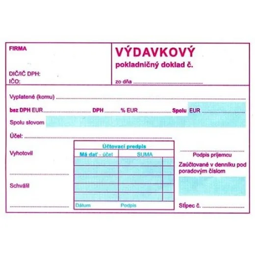 Výdavkový pokladničný doklad A6 obyčajný s DPH dvojfarebný