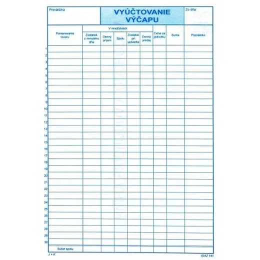 Vyúčtovanie výčapu A4 - 100 listov