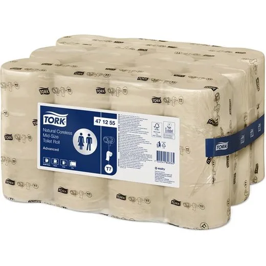 Toaletný papier, bezdutinkový, T7 systém, 2-vrstvový, priemer 13,1 cm, Advanced, TORK "Mid-Size", prirodzená