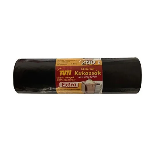 Vrecia na odpadky, extra silné, 200 l, 10 ks, 95x120 cm, 32 µ, TUTI "Extra", čierna