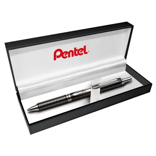 Gélové pero, 0,35 mm, stláčací mechanizmus, telo pera: čierna, PENTEL "EnerGel BL-407" modrá
