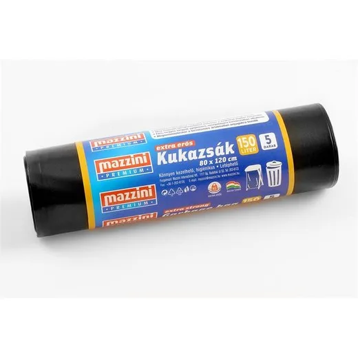 Vrecia na odpadky, extra silné, 150 l, 5 ks, 80x120 cm, 40 µ, MAZZINI "Premium", čierna