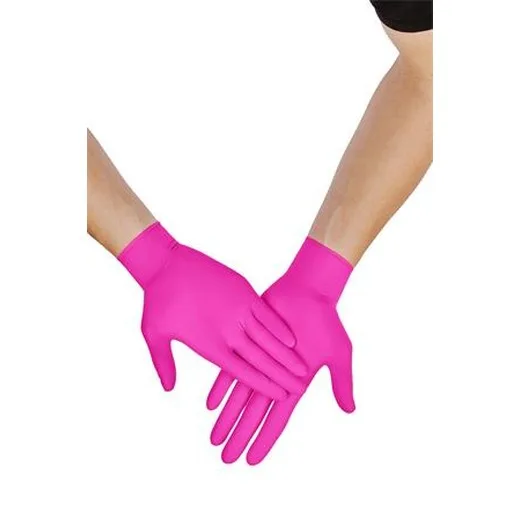 Ochranné rukavice, jednorazové, nitril, veľkosť S, 100 ks, nepudrované, magenta
