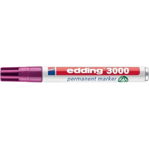 Permanentný popisovač, 1,5-3 mm, kužeľovitý hrot, EDDING "3000", ružová