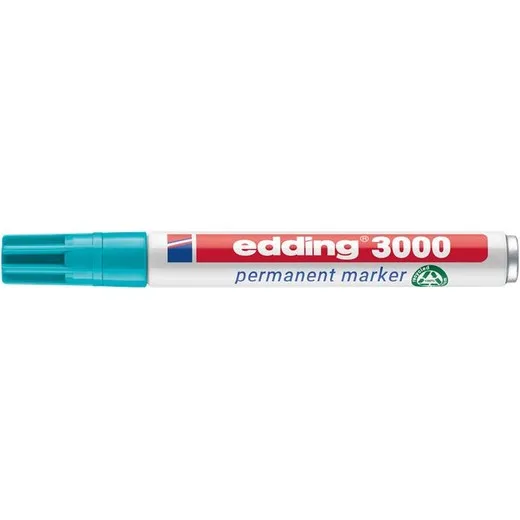 Permanentný popisovač, 1,5-3 mm, kužeľovitý hrot, EDDING "3000", tyrkysová