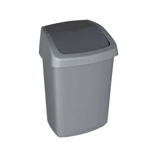 Odpadkový kôš s výklopným vekom, 25 l, CURVER "Swing top", strieborná/grafitová