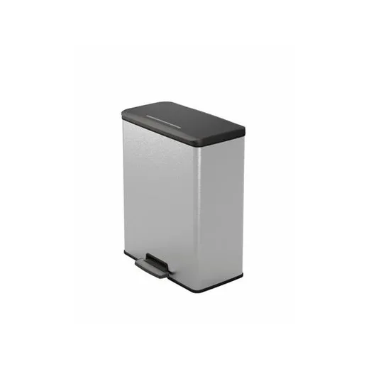 Odpadkový kôš, pedálový, recyklovaný plast, 65 l, CURVER "Deco bin", čierna/strieborná