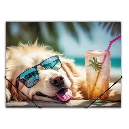 Doska s gumičkou, 15 mm, PP, A4, PANTA PLAST, "Chillout dog"