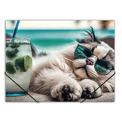 Doska s gumičkou, 15 mm, PP, A4, PANTA PLAST "Chillout cat"