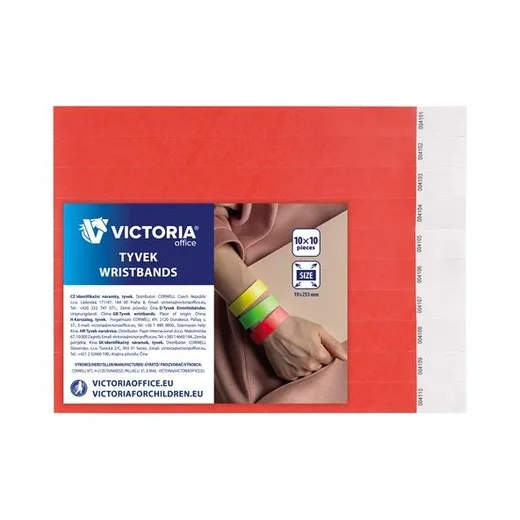 Identifikačný náramok, 3/4", tyvek, červený, VICTORIA OFFICE