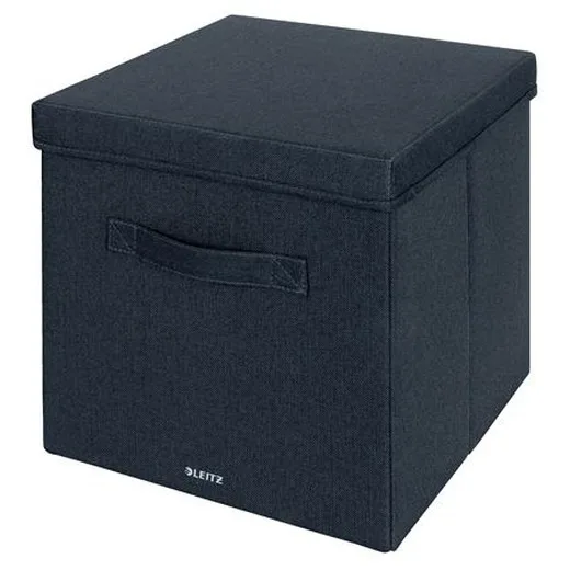 Úložný box, textilný, rozmer L, LEITZ "Fabric", zamatová sivá