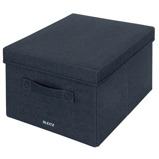 Úložný box, textilný, rozmer M, LEITZ "Fabric", zamatová sivá