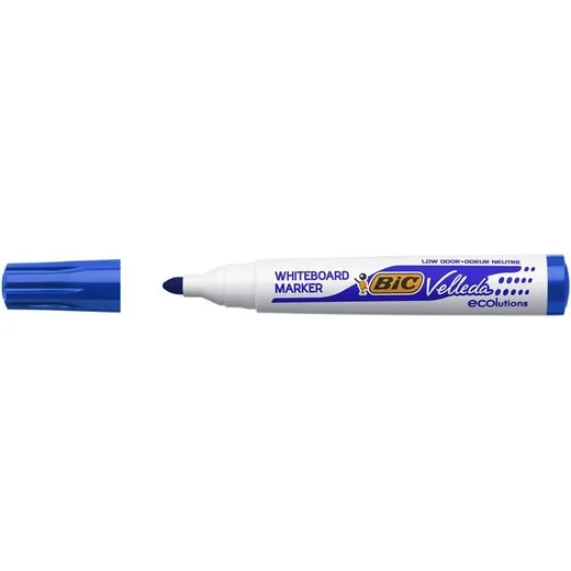 Popisovač na flipchart a tabuľu, 1,4 mm, kužeľový hrot, BIC" Velleda ecolutions", modrá