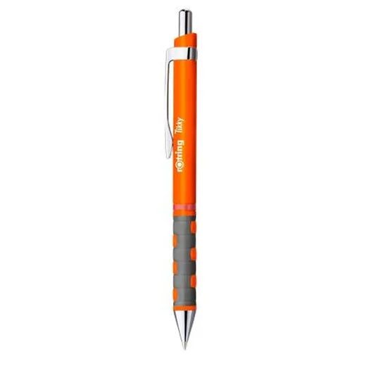 Guľôčkové pero, 0,8 mm, stláčací mechanizmus, neónovo oranžové telo, ROTRING "Tikky", modrá