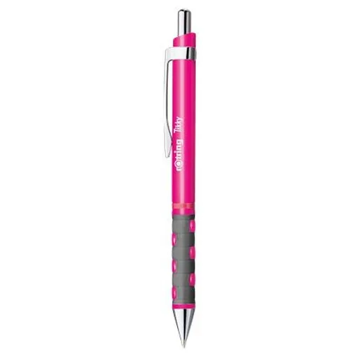 Guľôčkové pero, 0,8 mm, stláčací mechanizmus, neónovo ružové telo, ROTRING "Tikky", modrá