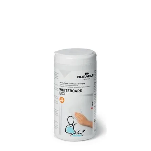 Čistiace utierky na tabule, 100 ks, DURABLE "WHITEBOARD BOX"