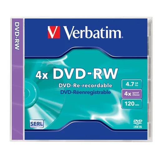 DVD-RW disk, prepisovateľný, 4,7GB, 4x, 1 ks, klasický obal, VERBATIM