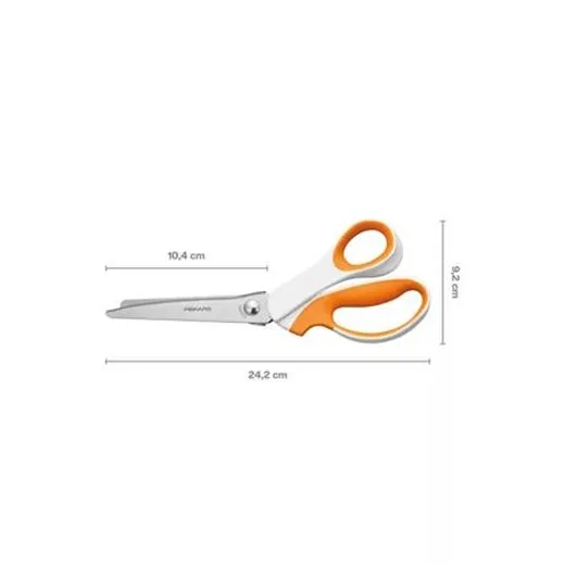 Nožnice, cikcak, 24,2 cm, FISKARS "SoftGrip™", biela/oranžová