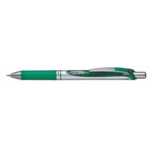 Gélové pero, 0,35 mm, stláčací mechanizmus, PENTEL "EnerGel BL77", zelená