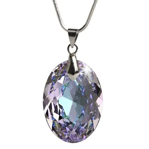 Retiazka, oválny prívesok, s fialovým ametistovým krištáľom SWAROVSKI®, 16 mm ART CRYSTELLA®