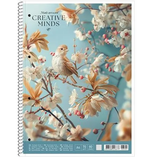 Špirálový zošit, A4, štvorčekový, 80 listov, SHOLYARYK "College Block Creative Minds", mix