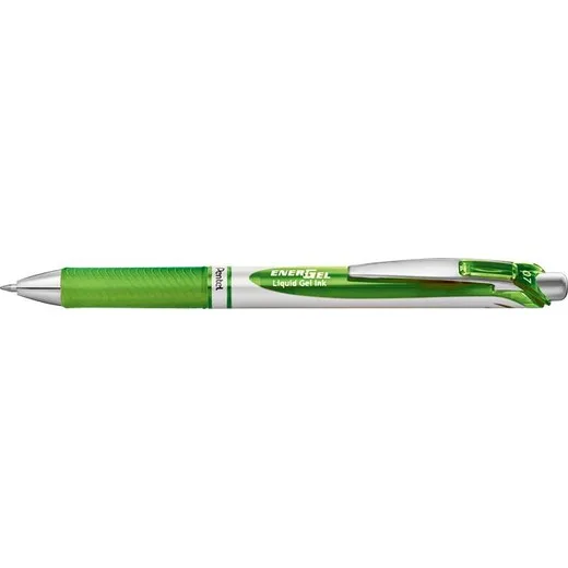 Gélové pero, 035 mm, stláčací mechanizmus, PENTEL "EnerGel BL77", svetlozelené