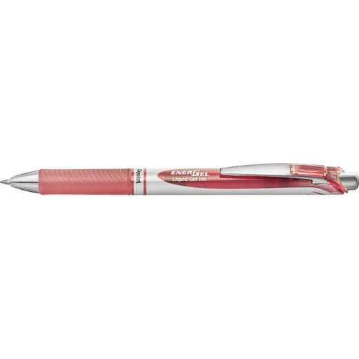 Gélové pero, 035 mm, stláčací mechanizmus, PENTEL "EnerGel BL77", koralové