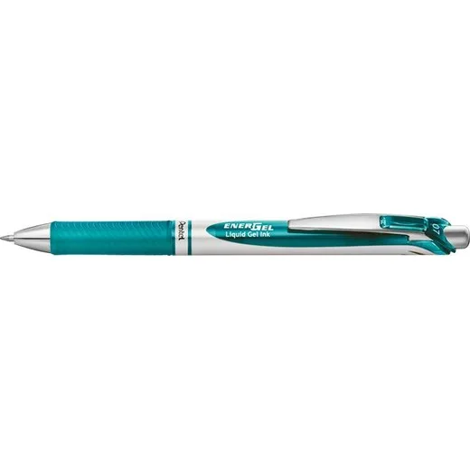 Gélové pero, 035 mm, stláčací mechanizmus, PENTEL "EnerGel BL77", tyrkysové