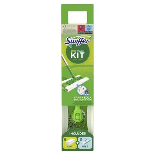 Súprava štarter, mop, s mokrými a suchými náhradnými hlavicami, SWIFFER "Sweeper"