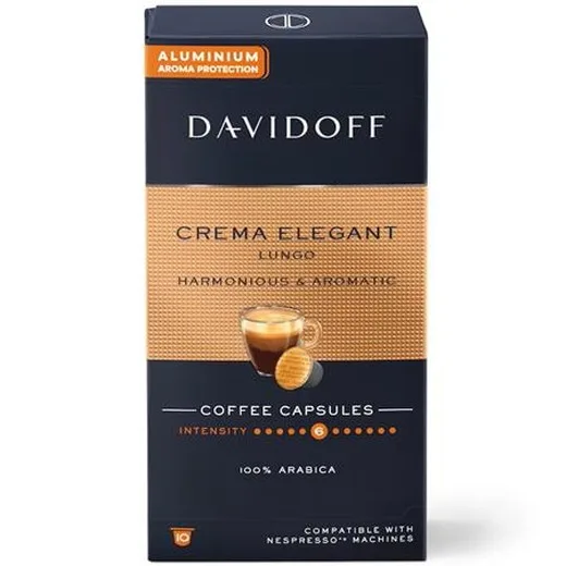 Kávové kapsule, kompatibilné s Nespresso®, 10 ks, DAVIDOFF "Crema Elegant Lungo"