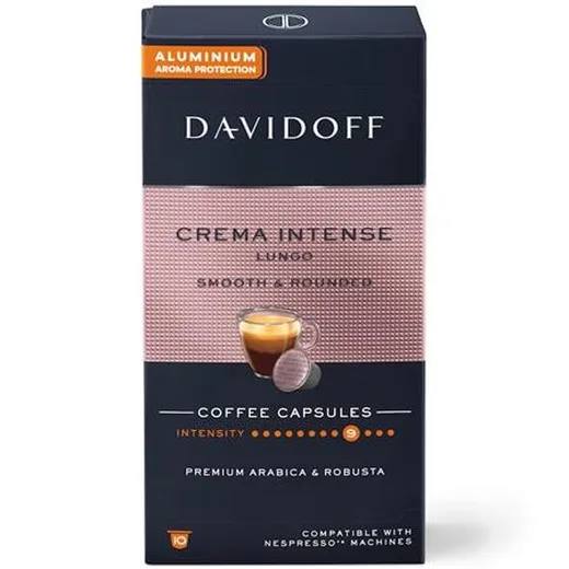 Kávové kapsule, kompatibilné s Nespresso®, 10 ks,  DAVIDOFF "Crema Intense Lungo"