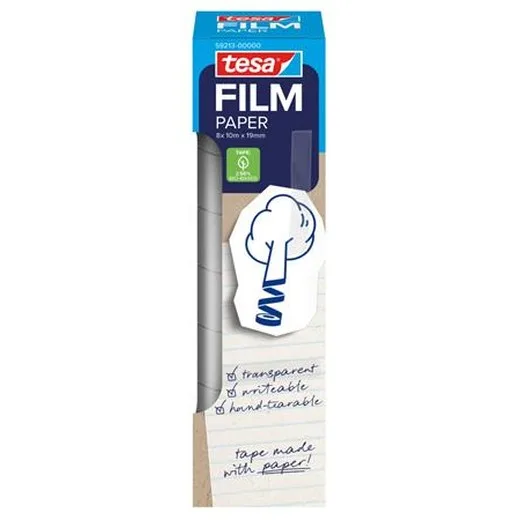 Ragasztószalag, írható, papír, 19 mm x 10 m, TESA "Tesafilm", átlátszó