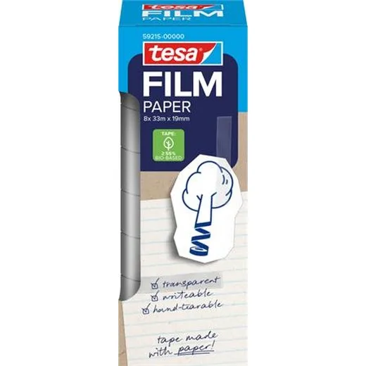 Lepiaca páska, popisovateľná, papier, 19 mm x 33 m, TESA "Tesafilm", priehľadná