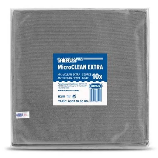 Čistiaca utierka, univerzálna,10 ks, 40x40 cm, BONUS "MicroCLEAN Extra", sivá