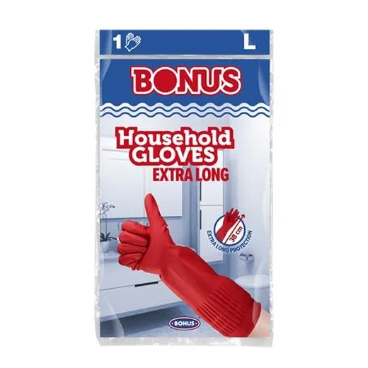 Latexové rukavice, extra dlhé, 38 cm, veľkosť L, BONUS, červené