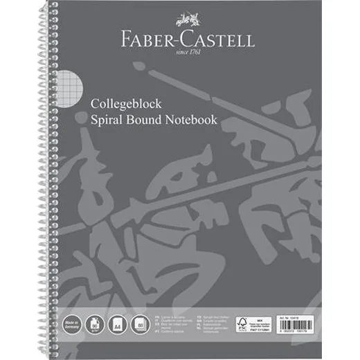 Špirálový zošit, A4, štvorčekový, 80 listov, perforovaný, dierovaný, FABER-CASTELL