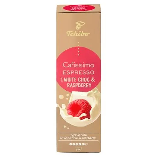 Kávová kapsula, 10 ks, TCHIBO "Cafissimo Espresso White Choc & Raspberry"