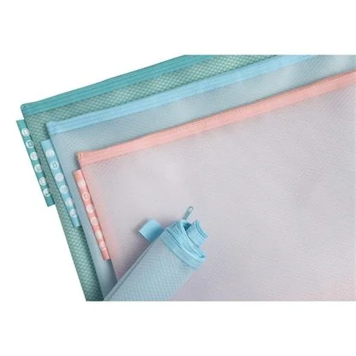 Organizačné vrecko so zipsom, sieťované, A4, EXACOMPTA "Chromaline Pastel", rôzne farby