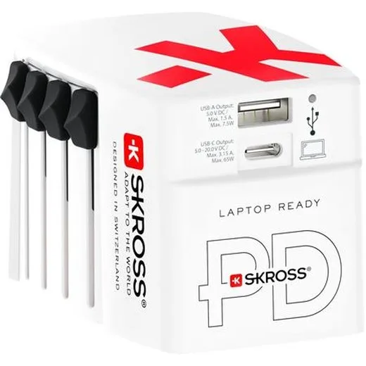 Sieťová nabíjačka pre cestovateľov, 1× USB-A, 1× USB-C PD, 65 W, USB-C kábel, SKROSS