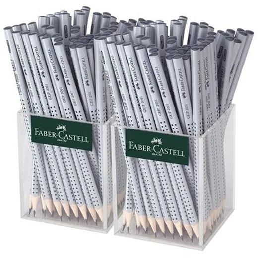 Grafitová ceruzka, displej, HB, trojhranná, FABER-CASTELL "Grip 2001", strieborná
