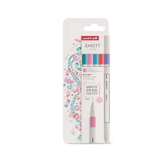 Liner, sada, 0,4 mm, UNI „Emott Candy Pop“, 5 rôznych farieb