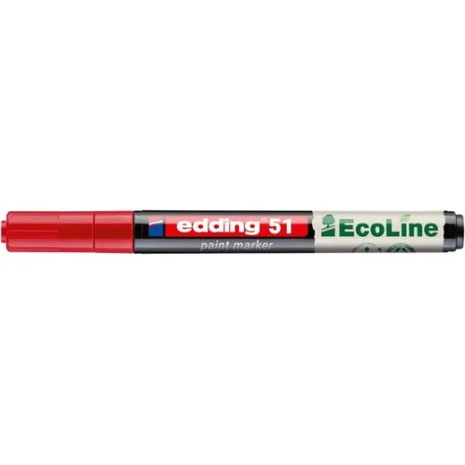 Lakový popisovač, 1–2 mm, EDDING „51“, červený