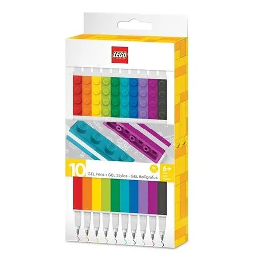Gélové pero, sada, 0,7 mm, s uzáverom, LEGO, 10 rôznych farieb