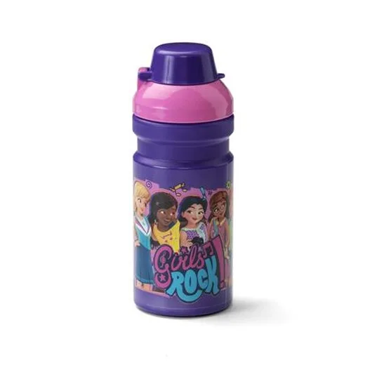 Fľaša, 390 ml, LEGO "Friends", fialová-ružová, vzorovaná