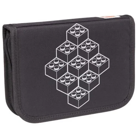 Peračník, s chlopňami, na zips, plný, LEGO "Bricks", čierny, vzorovaný